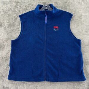 United States Olympic Committee Fleece Vest Adult XL‎ Blue Full Zip Pockets USA